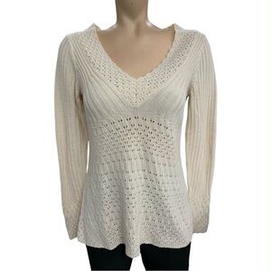 Calvin Klein Cream V-Neck Sweater Size S